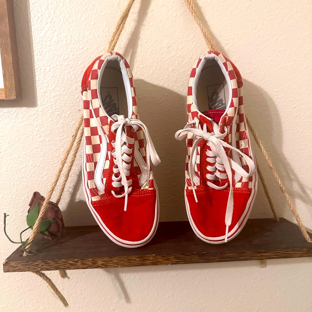 Real Red Checkered Vans Casual Shoe